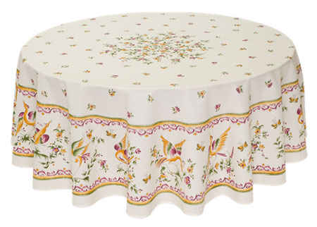 French Round Tablecloth coated or cotton Moustiers raw pink
